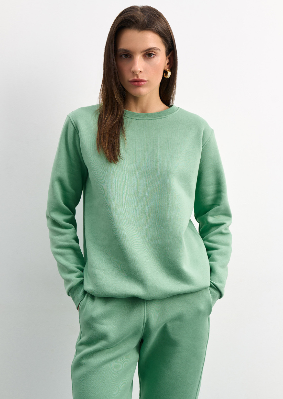 Aloe color basic women three-thread insulated sweatshirt